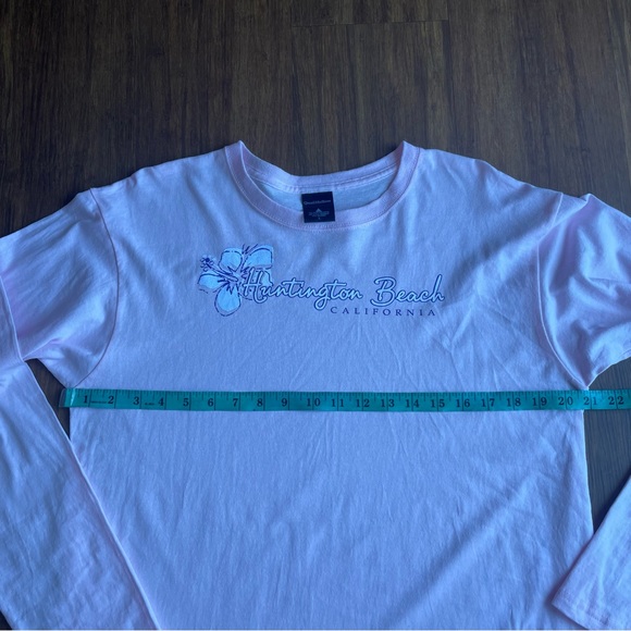 Huntington Beach CA Shirt Womens Large L  Long Sleeve Tee T-Shirt Pink Hawaiian - Picture 9 of 10